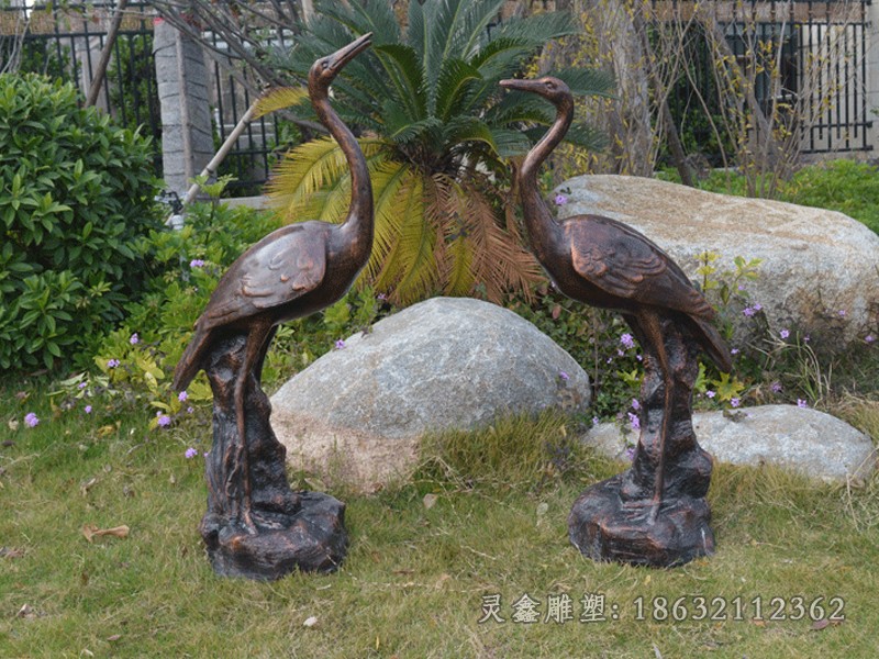 仙鹤抽象景观动物铜雕