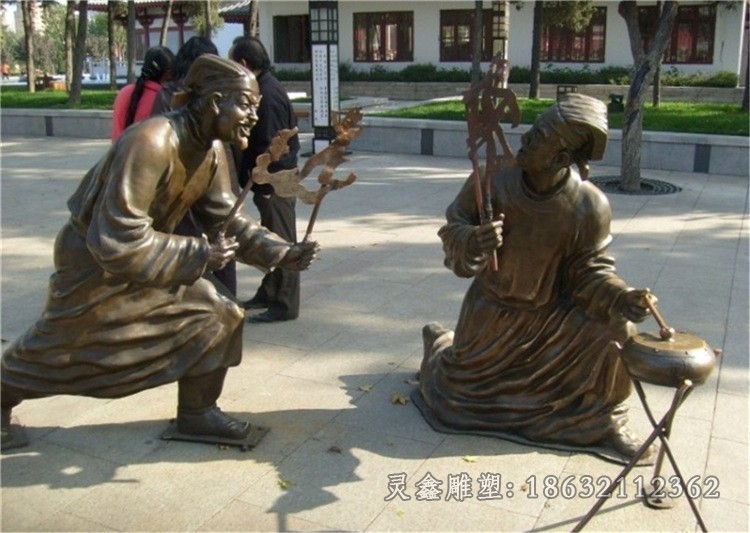 民俗吹糖人景观城市铜雕