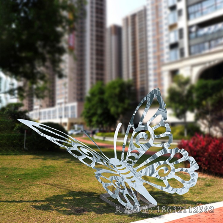 不锈钢镜面蝴蝶商场雕塑