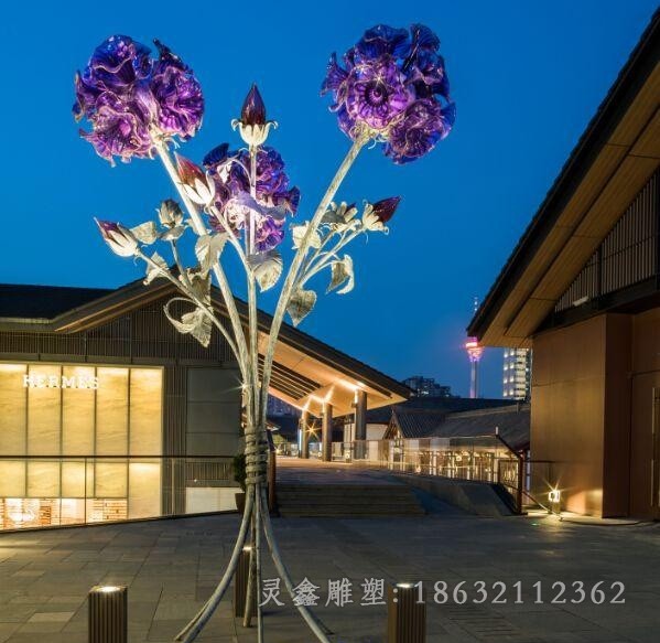 不锈钢彩绘花朵户外雕塑
