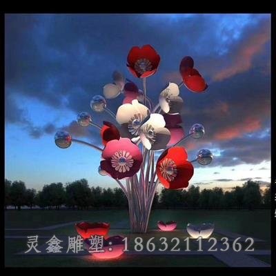 不锈钢彩绘花朵园林雕塑