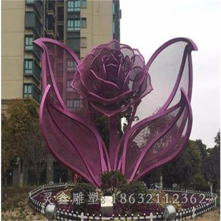 不锈钢彩绘花朵园林雕塑