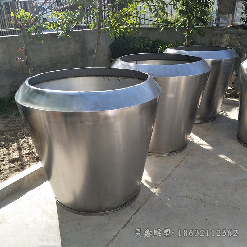 镜面花盆不锈钢景观雕塑