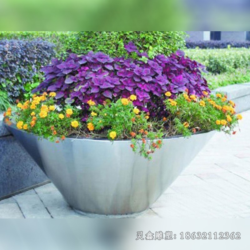 镜面花盆不锈钢标志雕塑