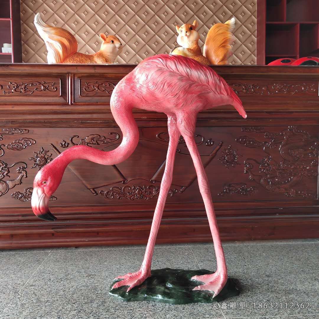 不锈钢彩绘火烈鸟街边雕塑