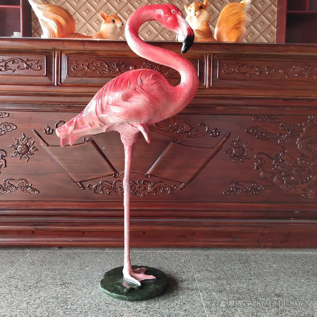 不锈钢彩绘火烈鸟动物雕塑