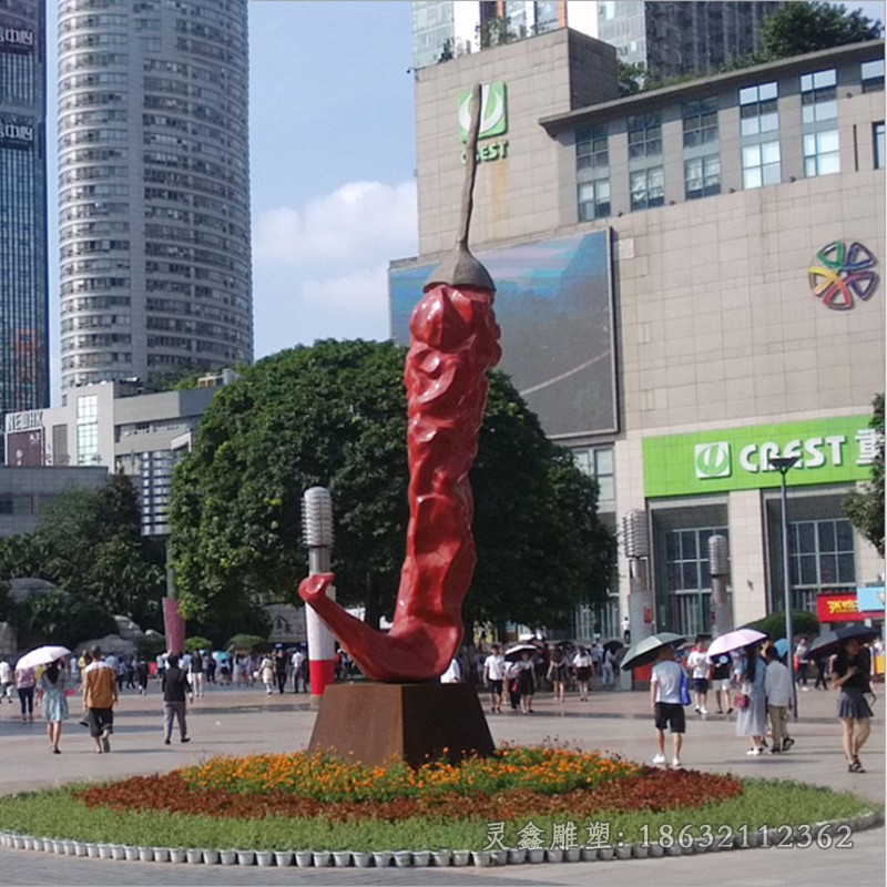 不锈钢彩绘辣椒标志雕塑