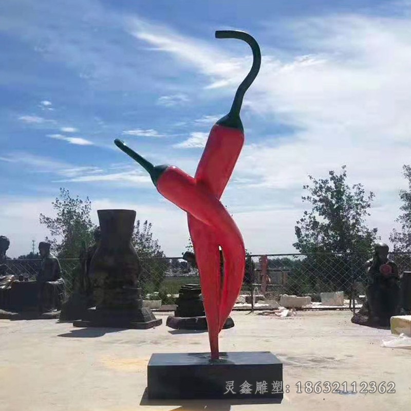 彩绘辣椒不锈钢景观雕塑