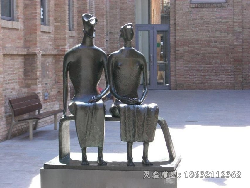 抽象情侣人物标志铜雕