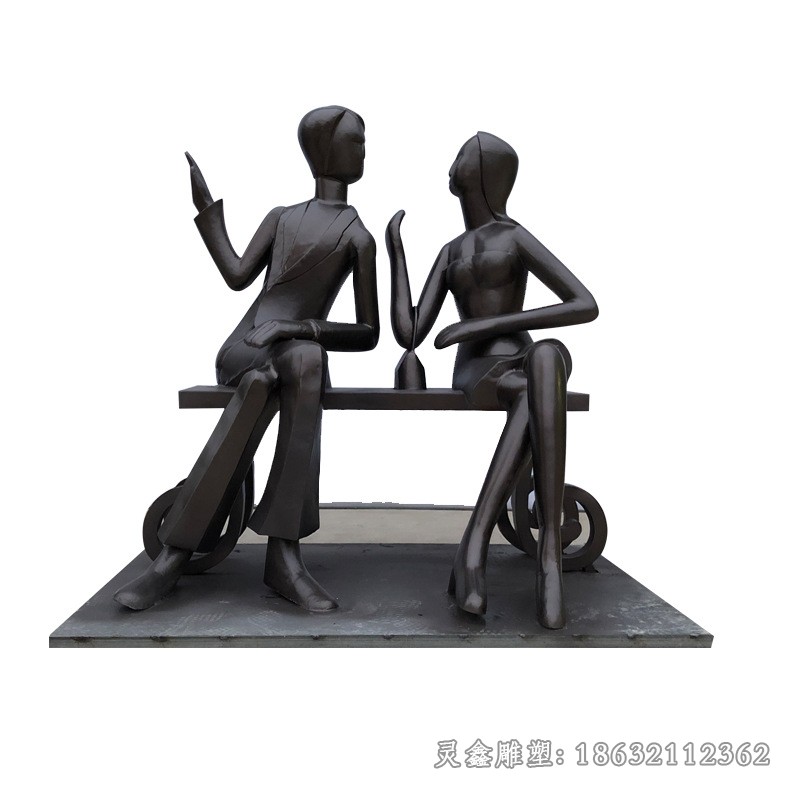 抽象情侣人物小品铜雕