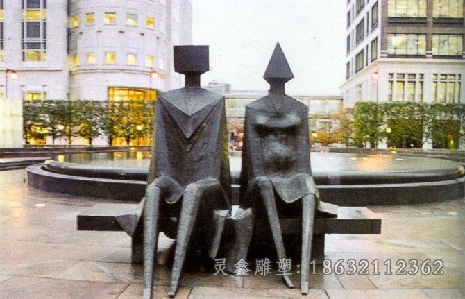 人物抽象标志景观铜雕