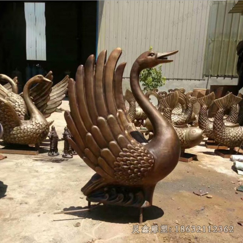 天鹅喷泉景观动物铜雕