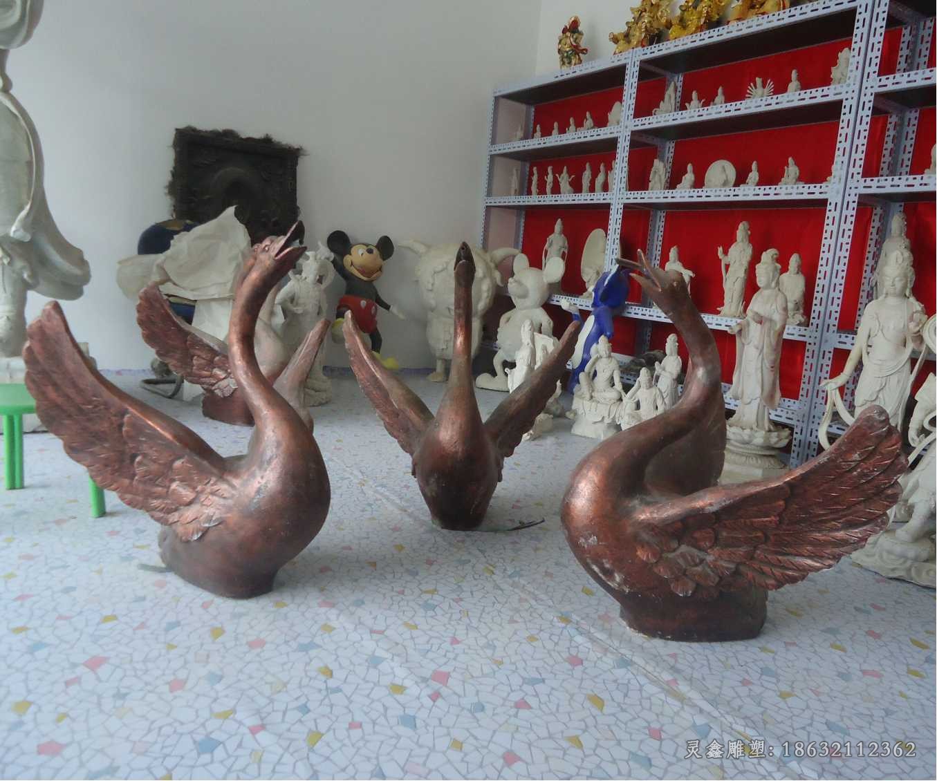 动物天鹅商场景观铜雕