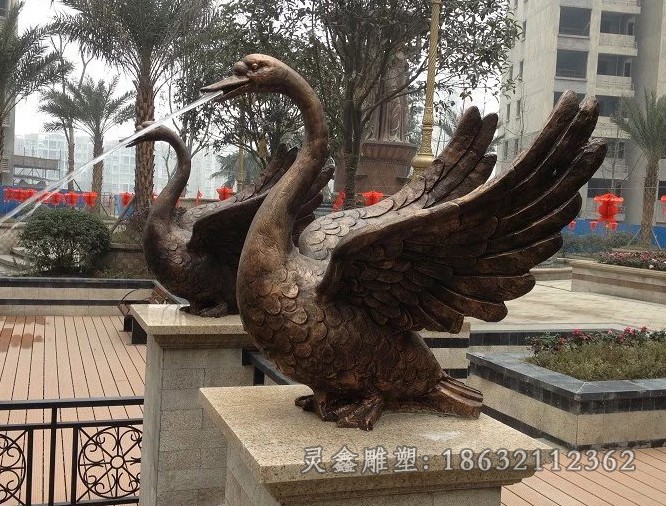 动物天鹅街边景观铜雕