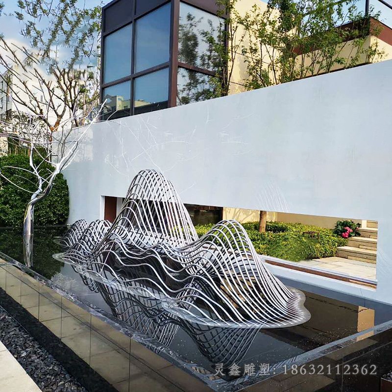 不锈钢镂空假山抽象雕塑
