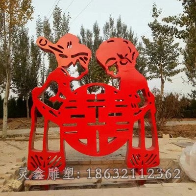 不锈钢红色剪纸园林雕塑