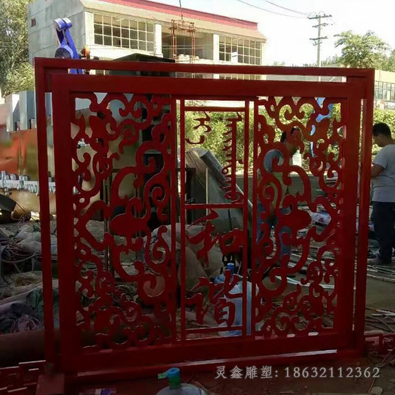 红色剪纸公园不锈钢雕塑