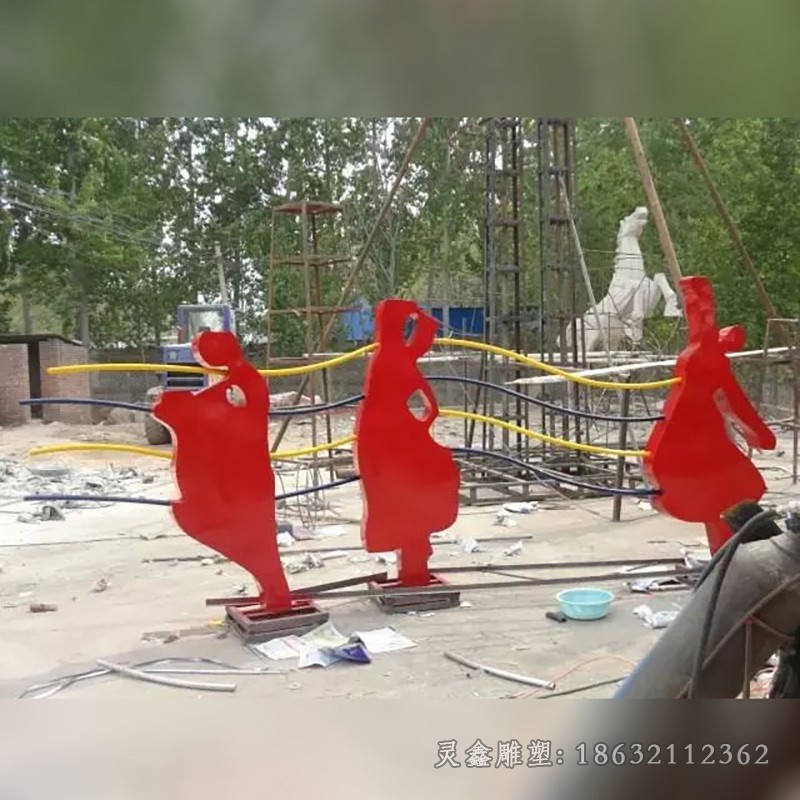 红色剪纸景观不锈钢雕塑