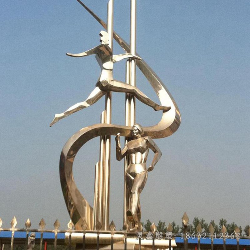 不锈钢镜面竞走人物雕塑