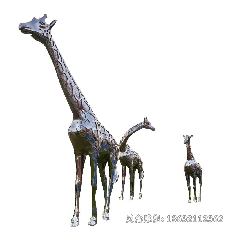 镜面长颈鹿景观不锈钢雕塑