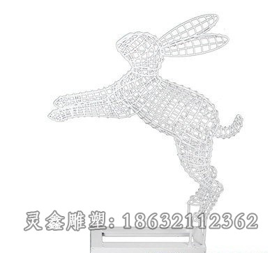 镂空兔子不锈钢标志雕塑