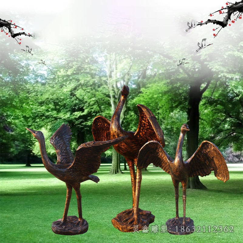 展翅仙鹤景区动物铜雕