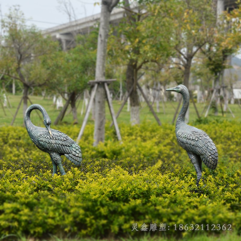 抽象仙鹤户外景观铜雕