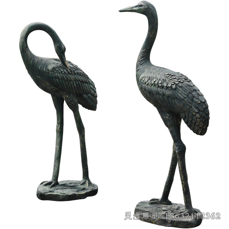抽象仙鹤别墅景观铜雕