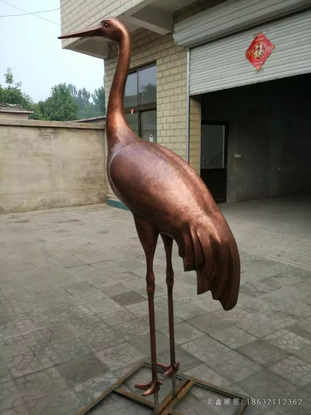 抽象仙鹤街边景观铜雕
