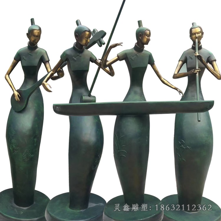 抽象演奏人物景观铜雕