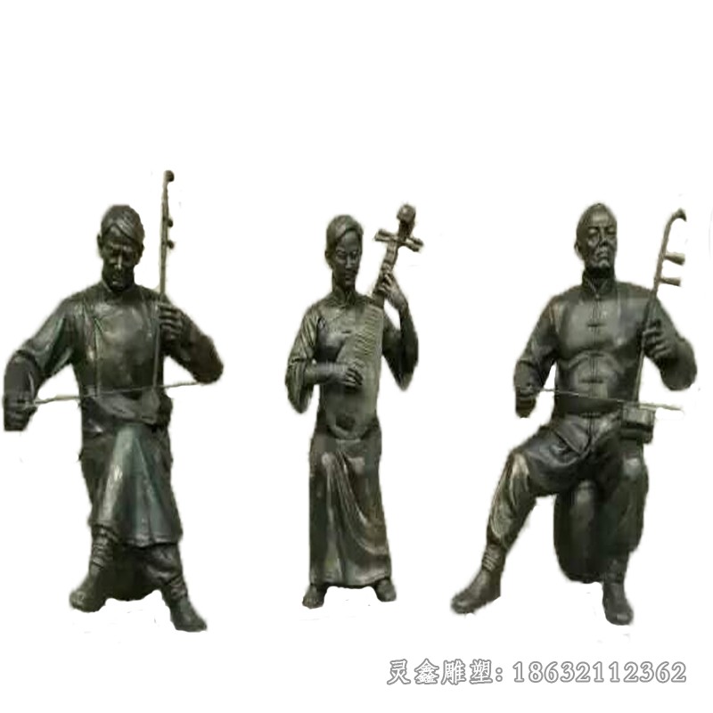 抽象人物演奏音乐校园铜雕
