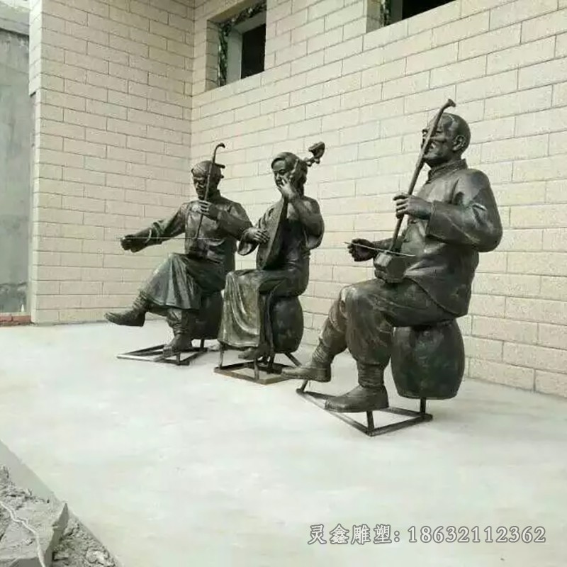 抽象人物演奏音乐户外铜雕