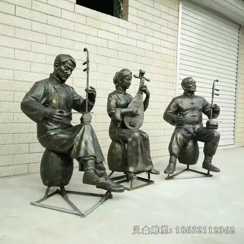 抽象人物演奏音乐户外铜雕