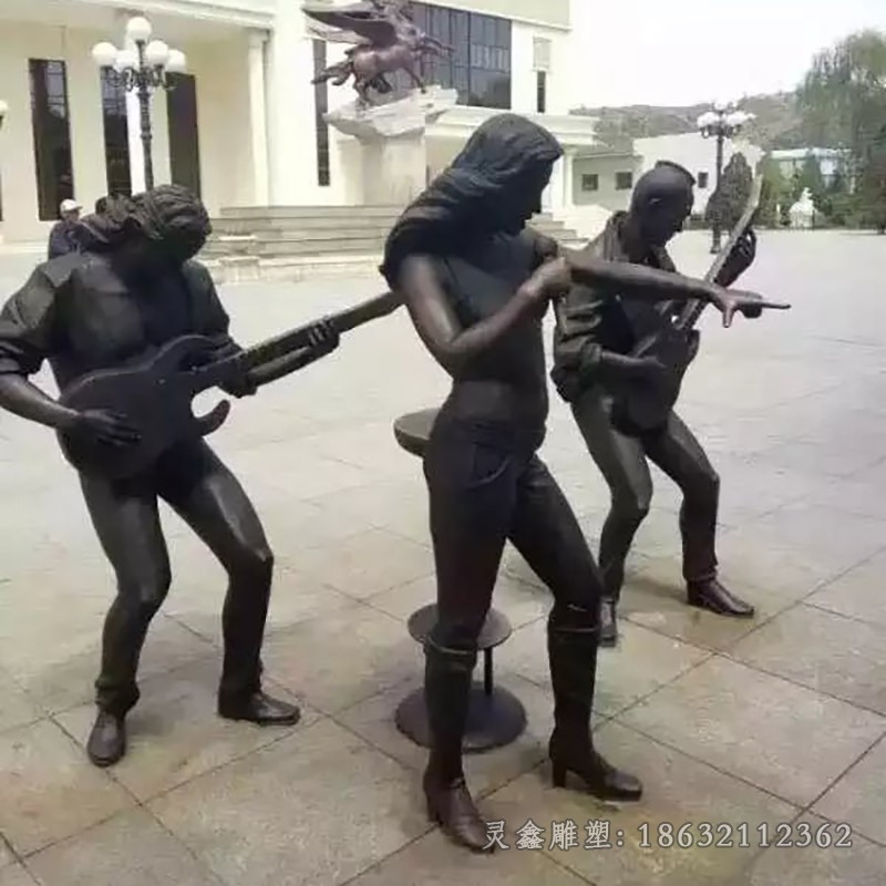 乐队演奏园林人物铜雕