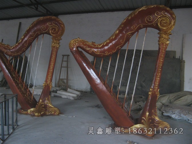 竖琴抽象景观标志铜雕