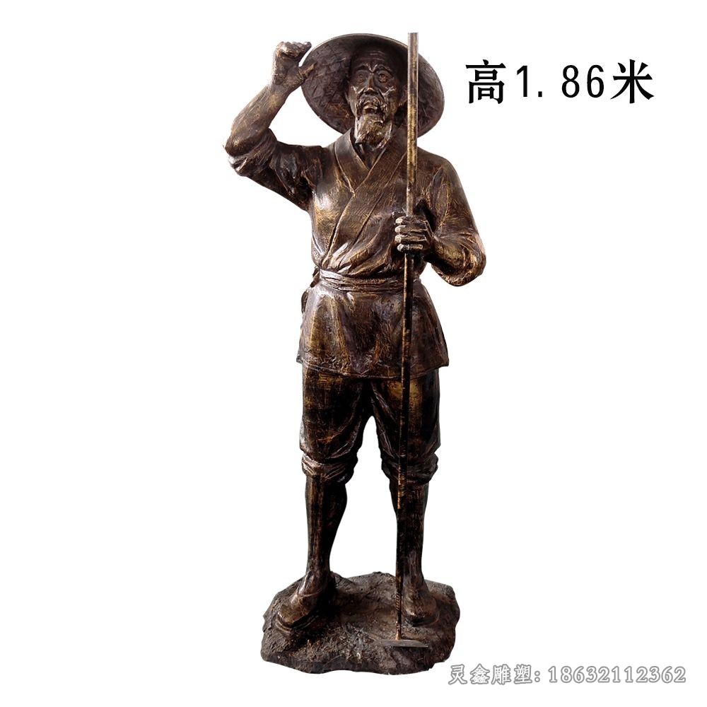 农耕文化校园人物铜雕