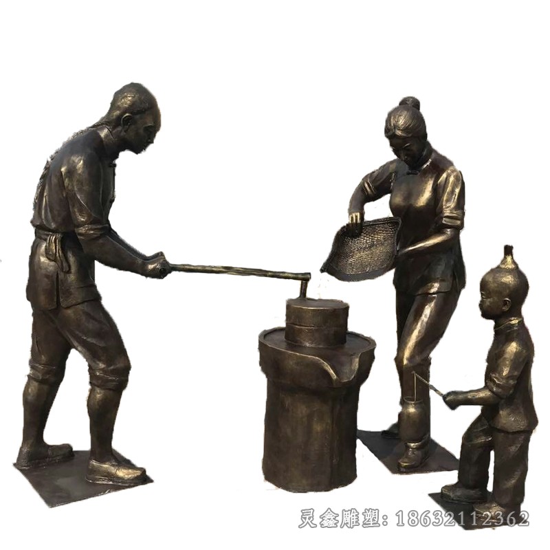 磨豆浆人物标志景观铜雕