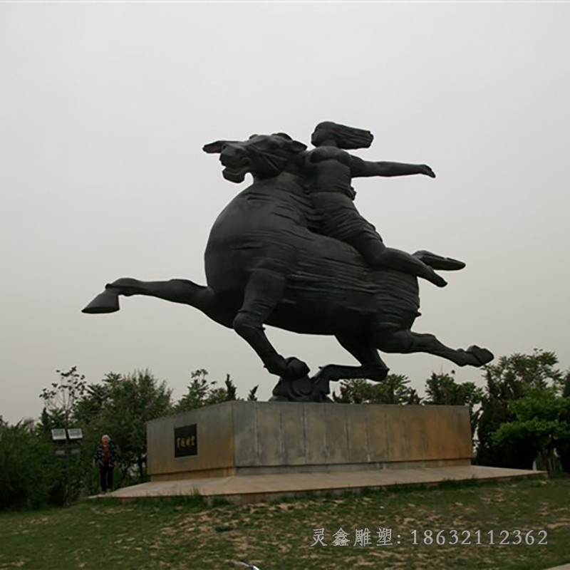 穿越时空骑马景观铜雕
