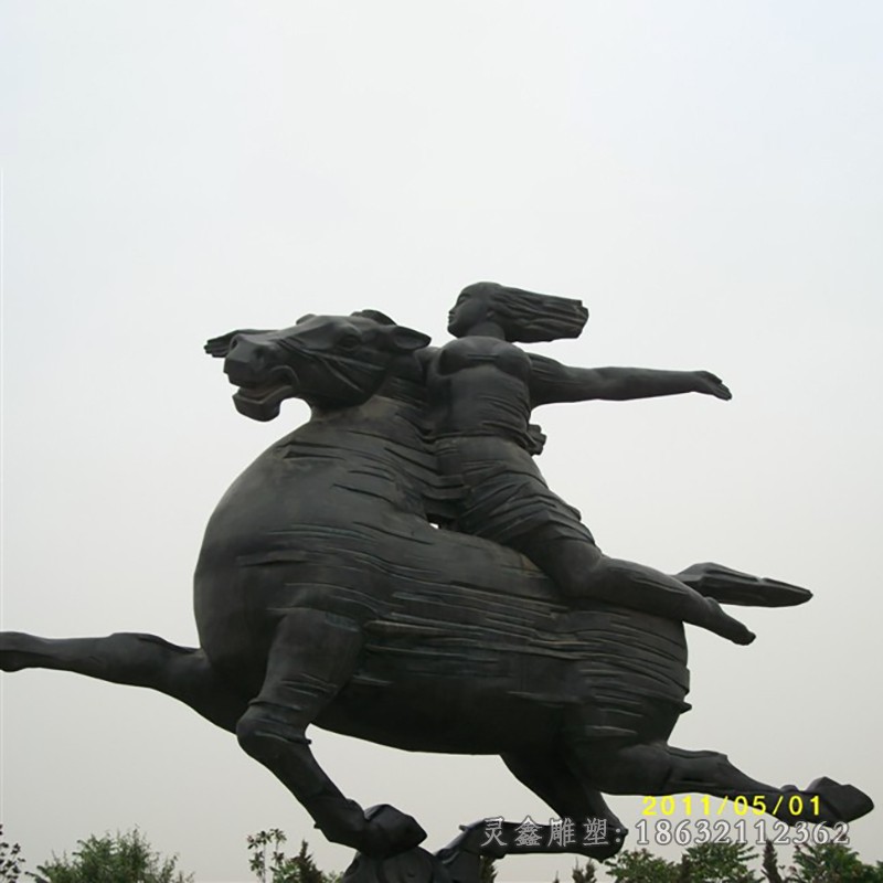 穿越时空骑马景观铜雕