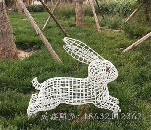 抽象兔子不锈钢动物雕塑