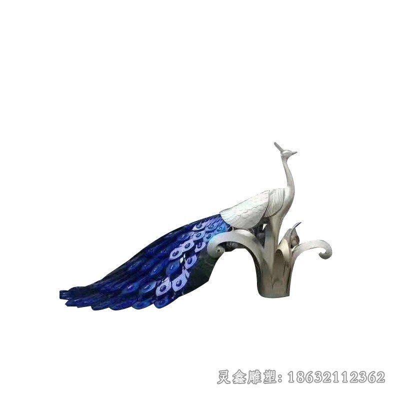 彩绘孔雀不锈钢景观雕塑