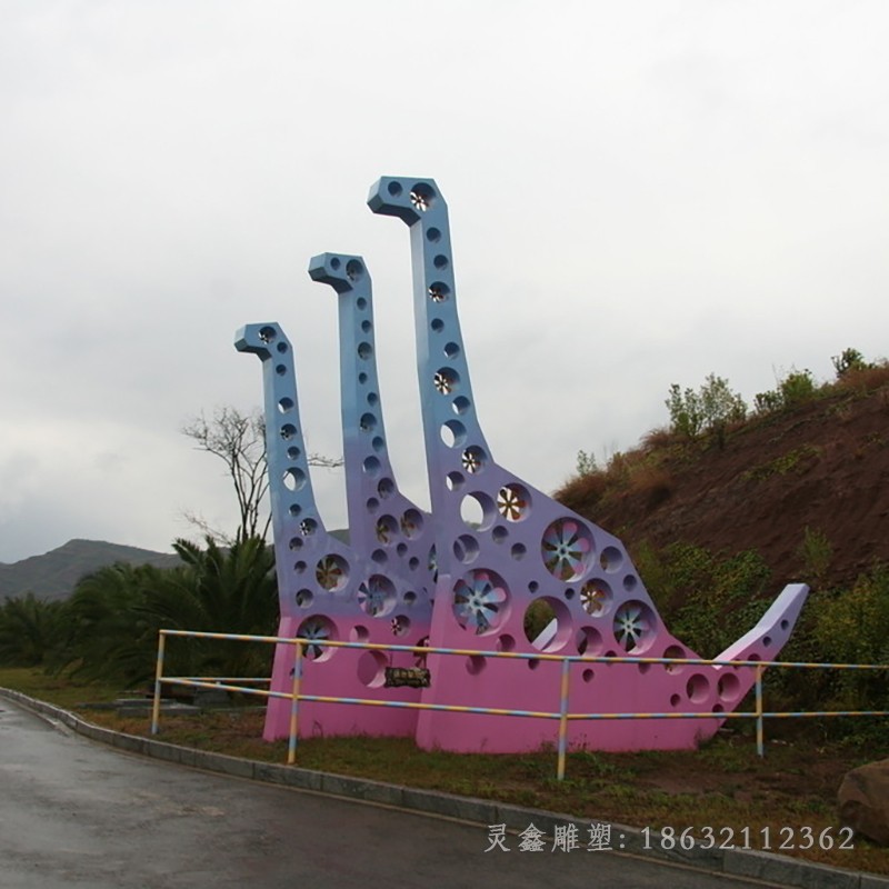 抽象恐龙景观不锈钢雕塑