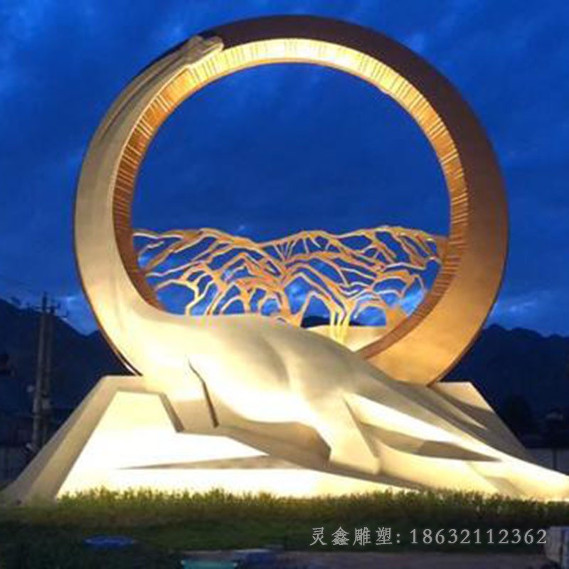 抽象恐龙不锈钢景观雕塑