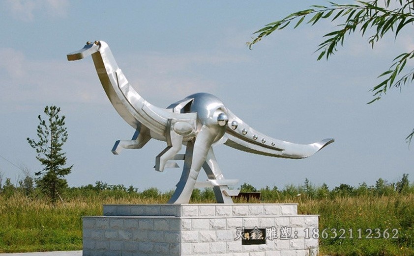 抽象恐龙不锈钢标志雕塑