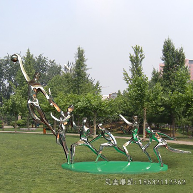 不锈钢镜面打篮球人物雕塑