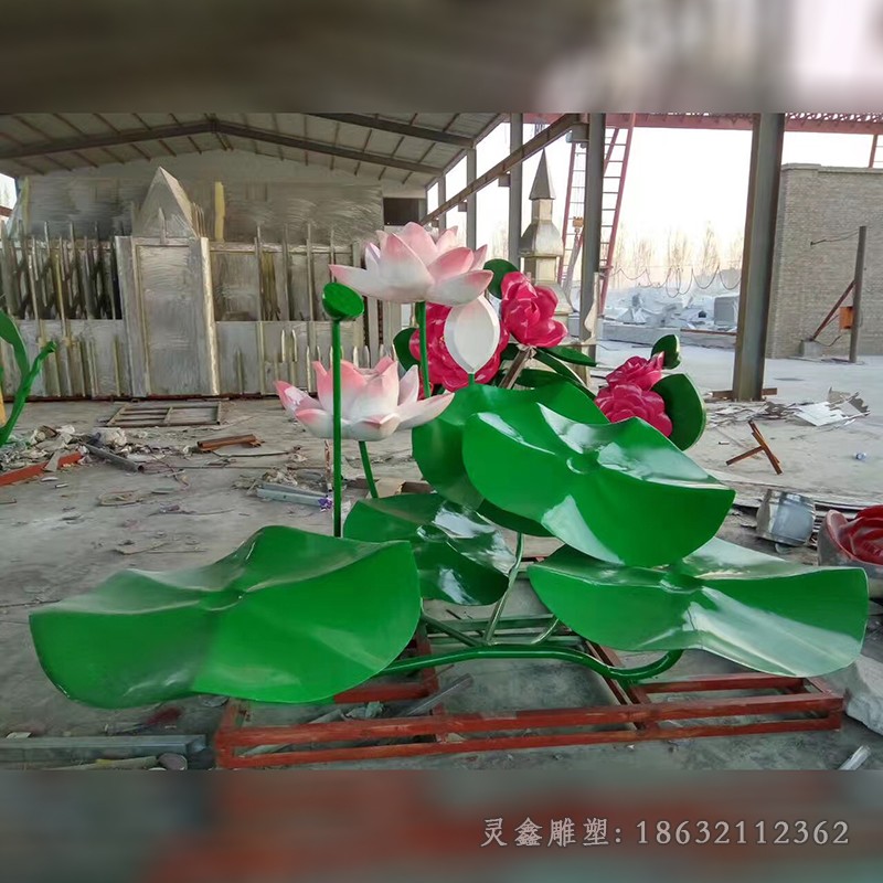 不锈钢莲花广场彩绘雕塑