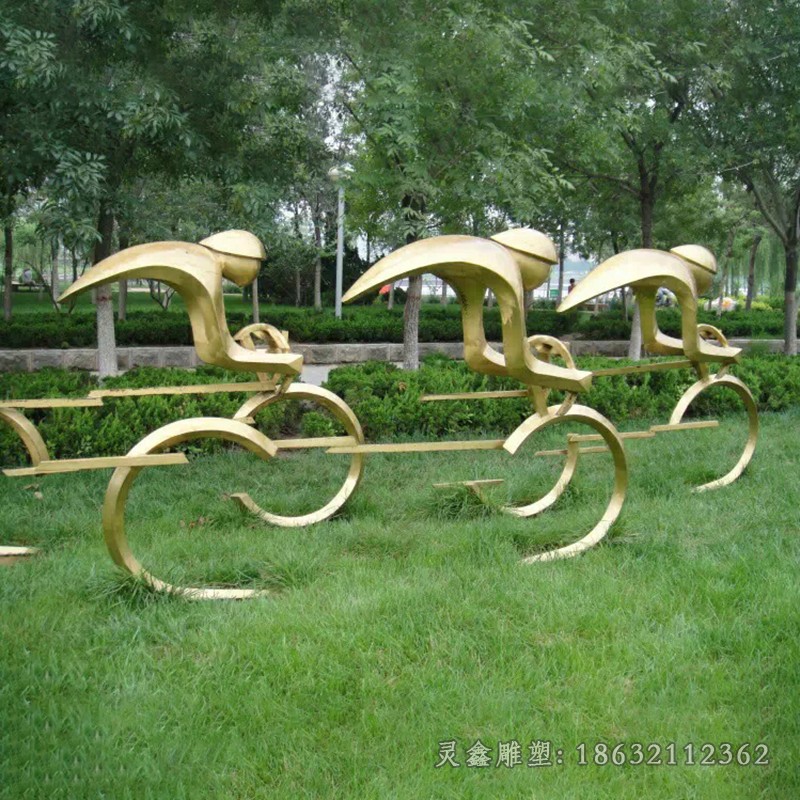不锈钢镜面自行车广场雕塑