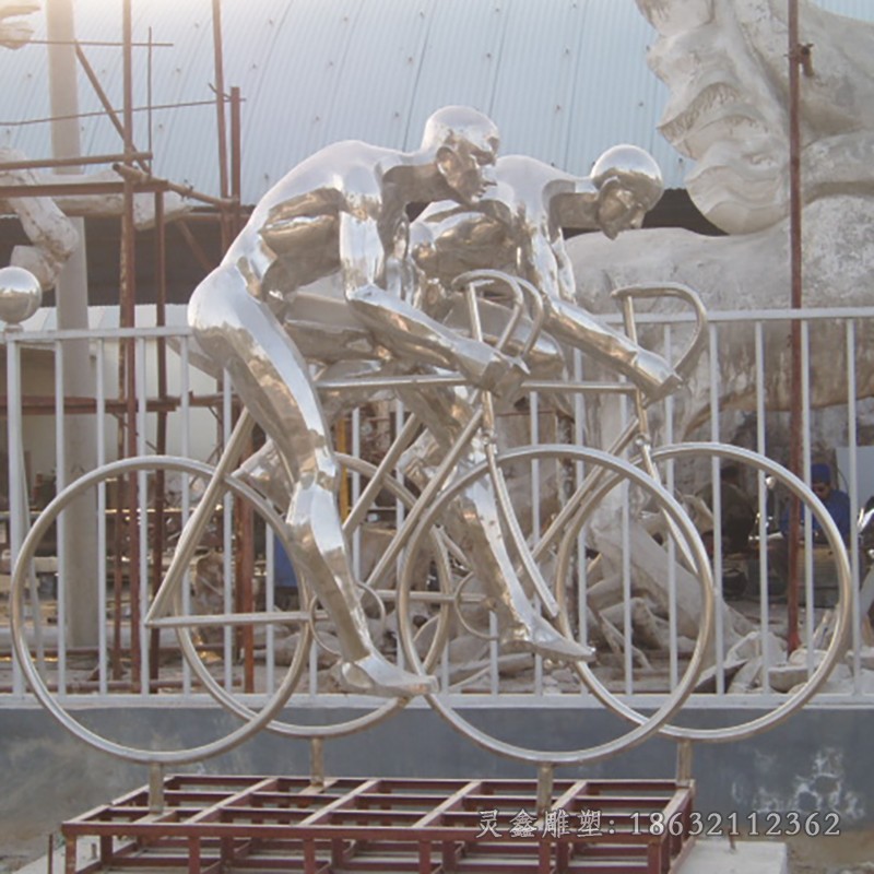 不锈钢镜面自行车景区雕塑