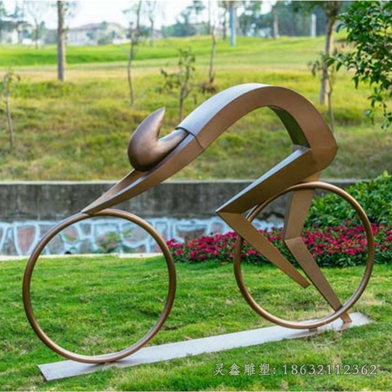 不锈钢镜面自行车景观雕塑