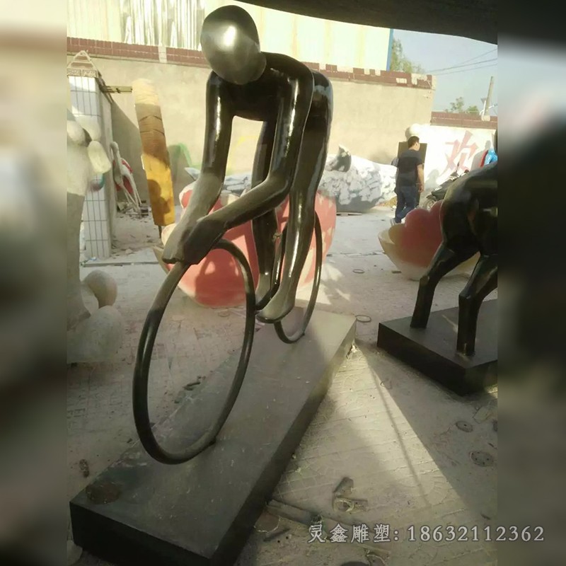 镜面自行车不锈钢景观雕塑